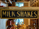 "Milk Shakes" Vintage Sign, Tin, Blue and White